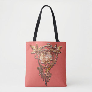 Jugendstil-Blumenjuwel viktorianisches Messing und
