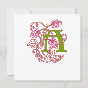 Jugendstil-Blumenmonogramm A Einladung