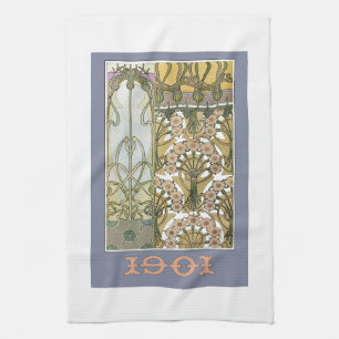 Jugendstil-Blumenmuseum Vintag viktorianisch Geschirrtuch
