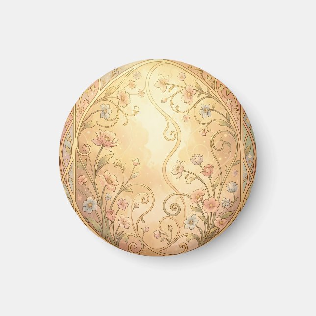 Jugendstil-Blumenrahmen Vintage-Ornamentrahmen Magnet (Vorne)