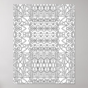 Jugendstil Blumenrand-Muster Malvorlage Poster
