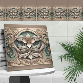Jugendstil-Blumenschmuck Fliese