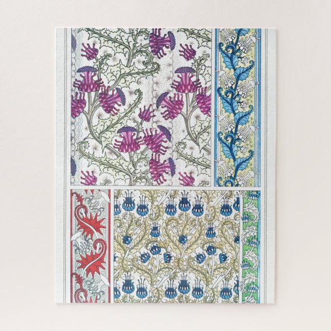 Jugendstil-Blumenstrauß-Blume Textilkunst Puzzle (Vertikal)