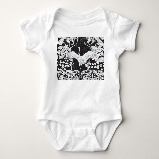 Jugendstil: Blumenvogel-Illustration Baby Strampler (Vorderseite)