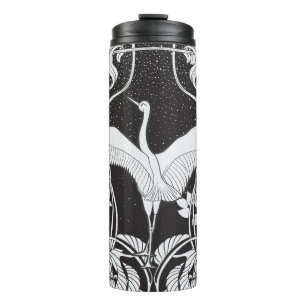 Jugendstil: Blumenvogel-Illustration Thermosbecher
