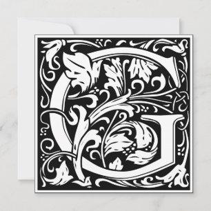 Jugendstil Blumige Alphabet-Monogramm Buchstabe G Einladung