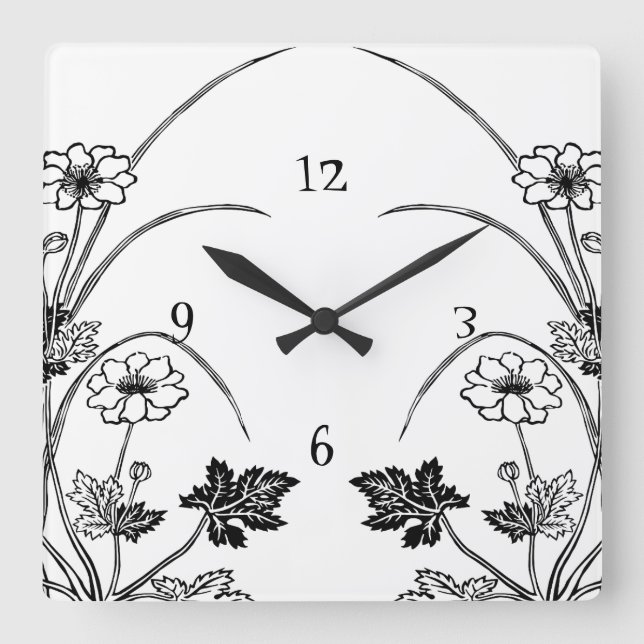 Jugendstil-Botanische Wall Uhr (Vorderseite)