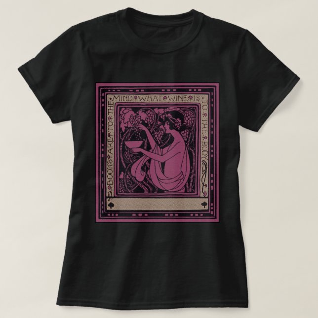 Jugendstil-Buchzeichen Bücher sind im Kopf T-Shirt (Design vorne)