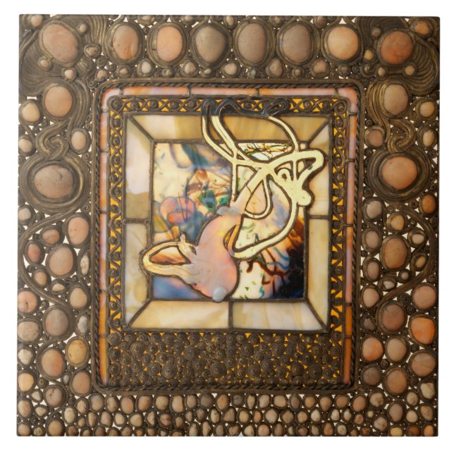 Jugendstil-Buntglas aussehen abstrakte Squash Fliese (Vorderseite)