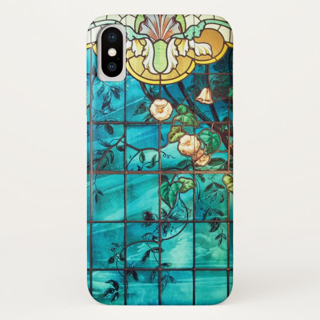 Jugendstil-Buntglas aussehen floral Viktorianisch Case-Mate iPhone Hülle (Rückseite)