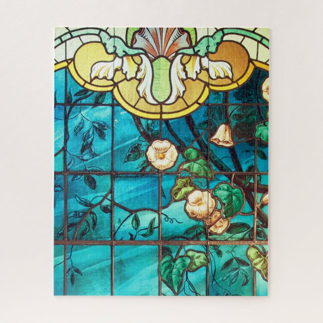 Jugendstil-Buntglas aussehen floral Viktorianisch Puzzle (Vertikal)