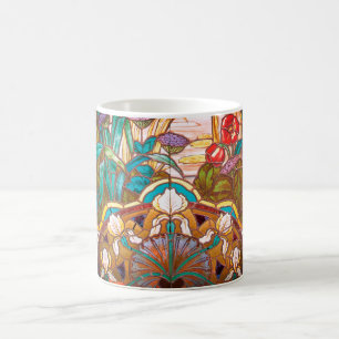 Jugendstil-Buntglas-Look floral Kaffeetasse