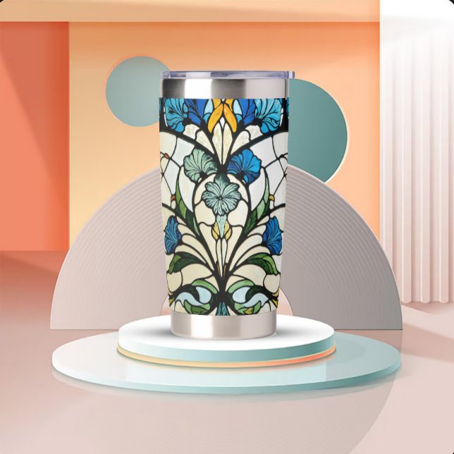 Jugendstil-Buntglas-Look Thermobecher (Von Creator hochgeladen)