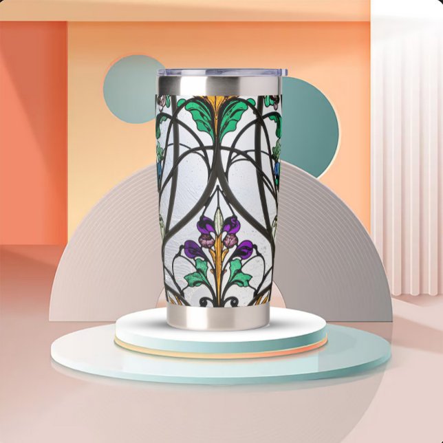 Jugendstil-Buntglas-Look Thermobecher (Von Creator hochgeladen)