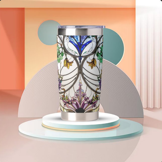 Jugendstil-Buntglas-Look Thermobecher (Von Creator hochgeladen)
