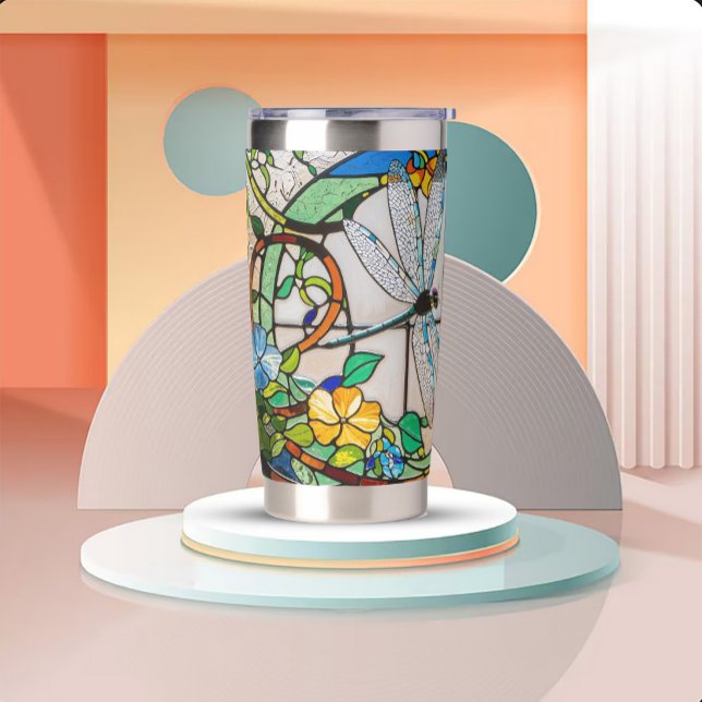 Jugendstil-Buntglas-Look Thermobecher (Von Creator hochgeladen)
