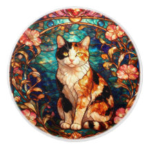 Jugendstil-Buntglas-Stil Dreifarbiges Katze