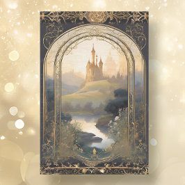 Jugendstil-Burg Rokoko Schwarz n Gold Ephemera 1 Seidenpapier