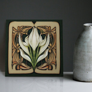 Jugendstil-Calla-Lilie Symmetrische Blumige Wandku Fliese