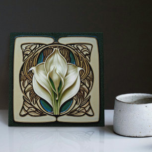 Jugendstil-Calla-Lilie Symmetrische Blumige Wandku Fliese