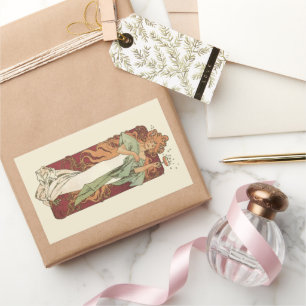 Jugendstil, Champagner von Alphonse Mucha Rechteckiger Aufkleber