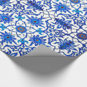 Jugendstil-Chinesische Fliese - Kobaltblau und Wei Geschenkpapier