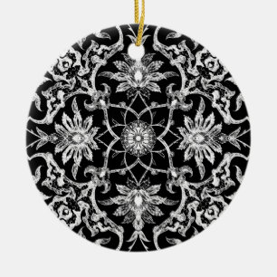 Jugendstil-Chinesische Fliese - Weiß auf Schwarz Keramikornament