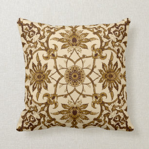 Jugendstil chinesisches Muster - Braun und Beige Kissen