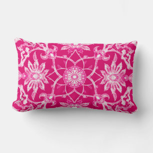 Jugendstil chinesisches Muster - Fuchsia Rosa Lendenkissen