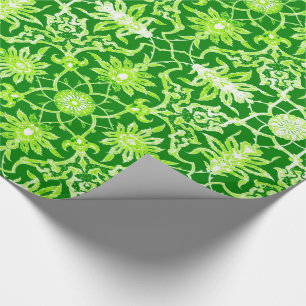 Jugendstil chinesisches Muster - Smaragdgrün Geschenkpapier