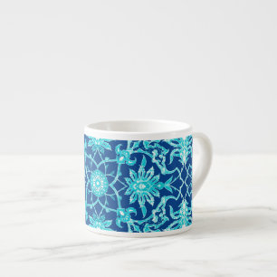 Jugendstil chinesisches Muster - Türkis und Blau Espressotasse