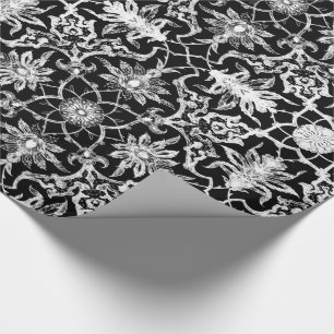 Jugendstil-chinesisches Muster - Weiß auf Schwarz Geschenkpapier