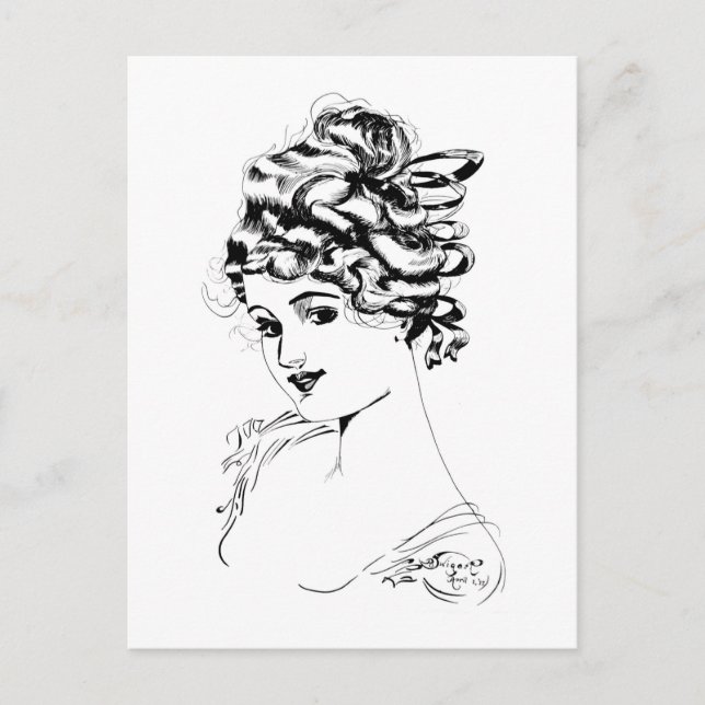 Jugendstil-Dame 1917 Kunst Postkarte (Vorderseite)