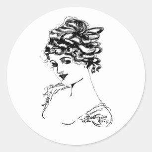 Jugendstil-Dame 1917 Kunst Runder Aufkleber