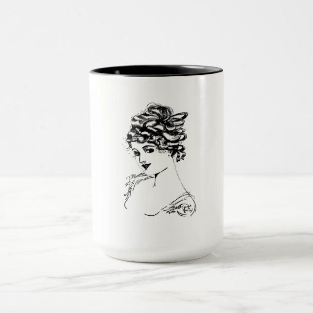 Jugendstil-Dame 1917 Kunst Tasse (Zentrum)