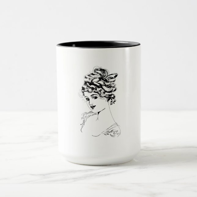 Jugendstil-Dame 1917 Kunst Tasse (Zentrum)