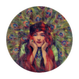 Jugendstil-Deko elegante Pfauenfedern Schneidebrett