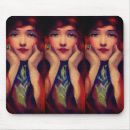 Jugendstil-Deko - Rote Kopfbedeckung Mousepad