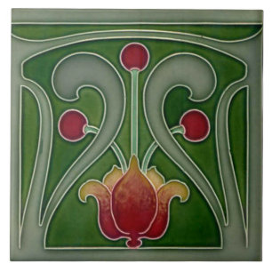 Jugendstil-Dekorationskamin im Tile-Art-Stil Fliese