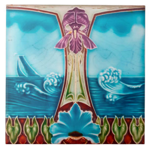 Jugendstil-Dekorationskamin im Tile-Art-Stil Fliese