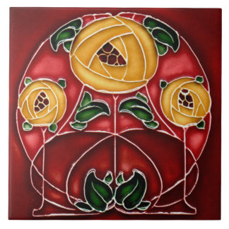 Jugendstil-Dekorationskamin im Tile-Art-Stil Fliese