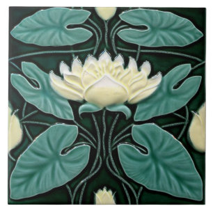 Jugendstil-Dekorationskamin im Tile-Art-Stil Fliese