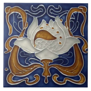 Jugendstil-Dekorationskamin im Tile-Art-Stil Fliese