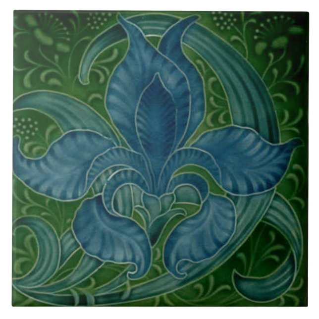 Jugendstil-Dekorationskamin im Tile-Art-Stil Fliese (Vorderseite)