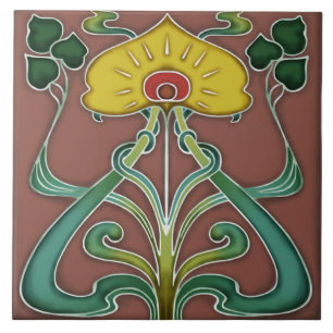 Jugendstil-Dekorationskamin im Tile-Art-Stil Fliese