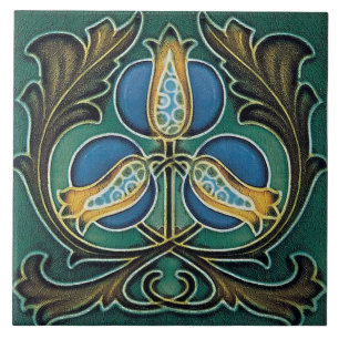 Jugendstil-Dekorationskamin im Tile-Art-Stil Fliese