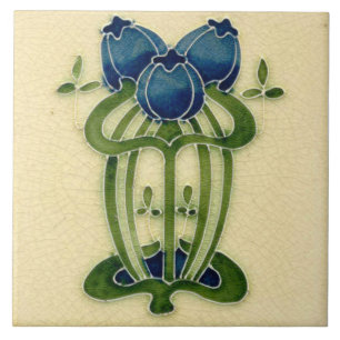 Jugendstil-Dekorationskamin im Tile-Art-Stil Fliese