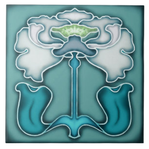 Jugendstil-Dekorationskamin im Tile-Art-Stil Fliese