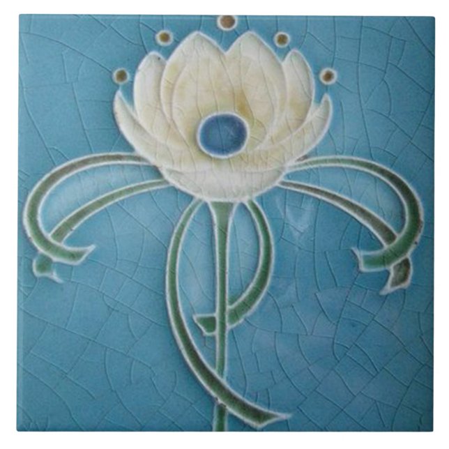 Jugendstil-Dekorationskamin im Tile-Art-Stil Fliese (Vorderseite)