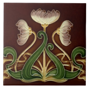 Jugendstil-Dekorationskamin im Tile-Art-Stil Fliese